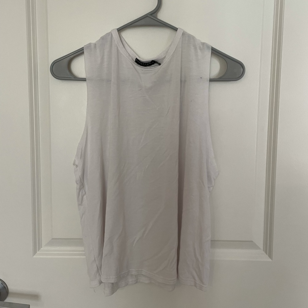 Nasty Gal - White Muscle Cropped T-Shirt